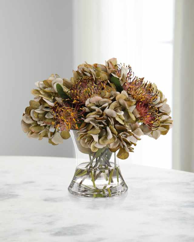 Mossey Garden 12" Faux Floral Arrangement in Glass Vase